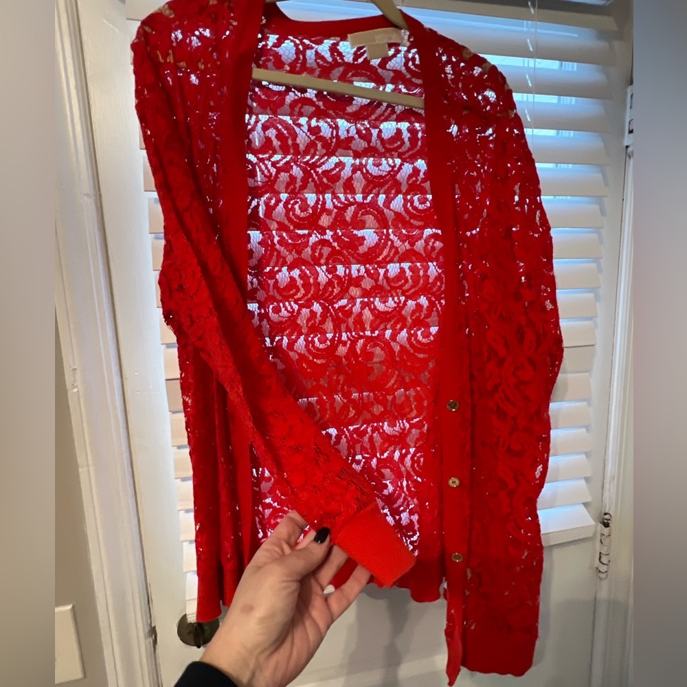 Michael kors 3x orange lace cadigan like new!